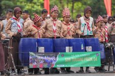 Defile Pakaian adat Nusantara Peringati Hari Pramuka ke 64 tingkat Kota Jakarta Utara