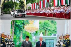 Presiden RI Prabowo Subianto menyambut kedatangan Raja Abdullah II ibn Al Hussein di Bandara Halim Perdanakusuma