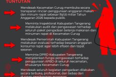 Anggaran Makan-Minum Kecamatan Curug Rp1,6 Miliar Menuai Kritik Tajam