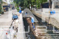 Turap saluran di Jl Pegangsaan Indah yang mengalami kerusakan di perbaiki Satgas Kecamatan Kelapa Gading 