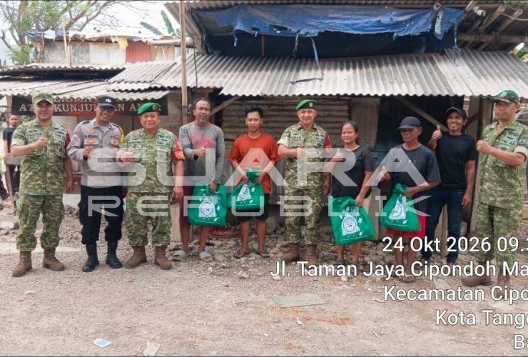 Koramil 01/Tangerang Gelar On The Spot, Salurkan 10 Paket Sembako di Cipondoh Makmur